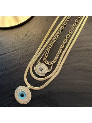 Bimia Evil Eye 4'lü Çelik Kolye Seti