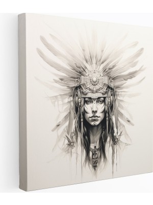 Popcas Kırmızı Kızılderili Duvar Sanatı: Zarif Başlık - Kızılderili Duvar Sanatı Kanvas