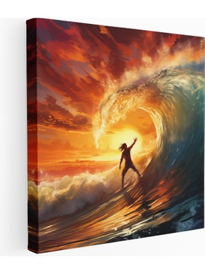 Popcas Surfer'ın Gün Batımı Kanvas Tablosu