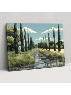 Popcas Vincent Van Gogh Köy Manzarası Duvar Sanatı - Ev Dekorasyonu Kanvas Tablo