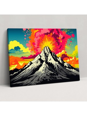 Popcas Volkan Duvar Sanatı - Canlı ve Renkli Grafik Temsili Kanvas Tablo