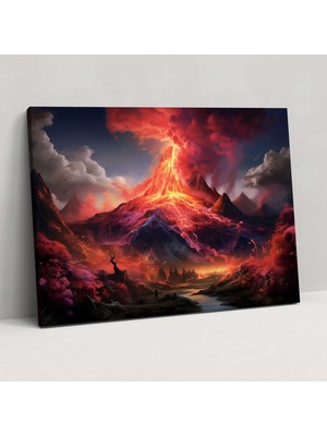 Popcas Rüya Gibi Yanardağ Kanvas Tablo - Yanardağ Yanardağ Duvar Dekorasyonu Gerçeküstü Karışık Medya Eseri Yanardağ Duvar Sanatı
