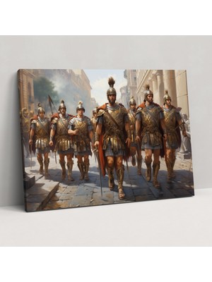 Popcas Roma Kanvas Tablo - Roma Askerleri Zaferle Yürüyor - Antik Duvar Sanatı