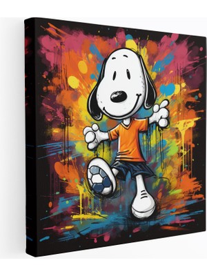 Popcas Snoopy Kanvas Tablo - Futbol Topu Duvar Sanatı - Ev Dekorasyonu Canlı Enerjik