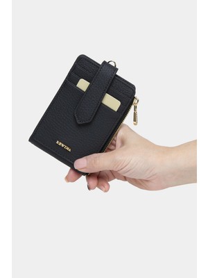 Massarelli Rewina x Hakiki Deri Kadın Cüzdan Kartlık ve Para Bölmeli Siyah MCZ9103
