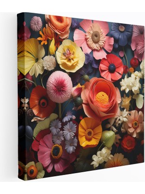 Popcas Vahşi Çiçekler Duvar Sanatı - Modern Vahşi Çiçekler Kolajı - Kanvas Tablo - Vahşi Çiçek Büyüleyici Unsurlarla Göz Alıcı Duvar Dekoru Benzersiz ve Sanatsal