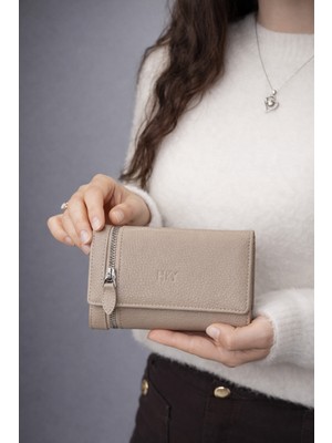 Hky Orta Boy Isme Özel Tasarım Fermuar Detaylı Orta Boy Kadın Cüzdan