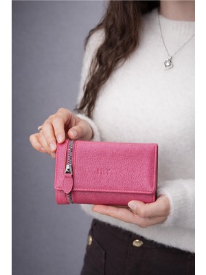 Hky Orta Boy Isme Özel Tasarım Fermuar Detaylı Orta Boy Kadın Cüzdan