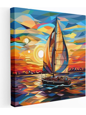 Popcas Renkli Pop Art Yelkenli Duvar Süsü - Yelkenli Kanvas Duvar Sanatı Duvar Süsü Ev Dekorasyonu