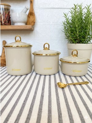 Savaşan Emaye Baharatlık Seti, 3'lü Kavanoz Seti Füme