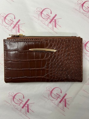 Kroko Dokulu Gold Detaylı Lüx Görünümlü Cüzdan