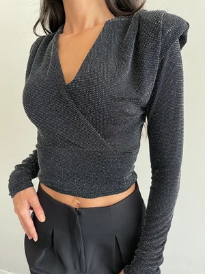 Mersi Simli Kruvaze Crop