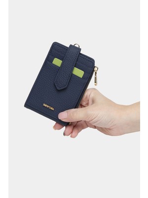Massarelli Rewina x Hakiki Deri Kadın Cüzdan Kartlık ve Para Bölmeli Lacivert MCZ9103