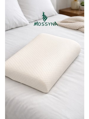 Mossyna Ortopedik 30X50 Visco Boyun Yastığı Boyun Düzleşmesi Destekli Lüks Yastık Fermuarlı Kılıf