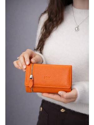 Hky Orta Boy Isme Özel Tasarım Fermuar Detaylı Orta Boy Kadın Cüzdan