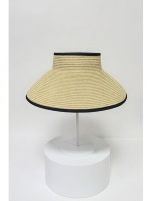 Mollycrush Kadın Bej Hasır Vizör Cırtlı Katlanabilir Şapka | Tesettür Uyumlu Şık Model