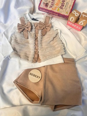 bebexy Şort Etekli -Yelekli Takım 3'lü Set Bej