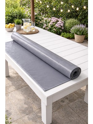 Branda Noktası Gri Renkli Koruyucu Masa Örtüsü -Ev ve Işyerlerine Uygun- (Tır Brandasından) 650 Gr/m² Su Geçirmez - Güneş Korumalı - Sağlam