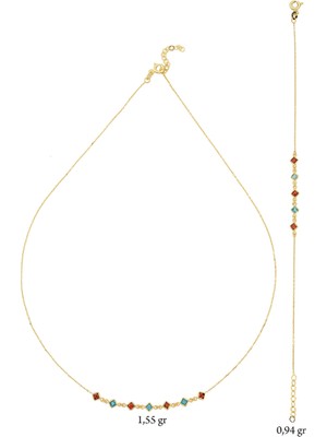 Bolek Jewellery 14 Ayar Altın El Sarması Taşlı Minimal Set