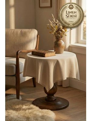 Morlay Lınen | Vintage Fiskos ve Masa Örtüsü Otantik Keten Rustik Kahve Köşesi ve Dresuar Örtüsü