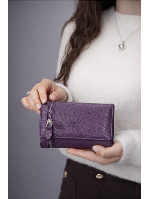 Hky Orta Boy Isme Özel Tasarım Fermuar Detaylı Orta Boy Kadın Cüzdan