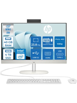 Hp 24 Intel Core Ultra 5 225U 4.8ghz 40GB Ddr5 4tb SSD Intel Graphics Windows 11 Home 23.8" IPS  Fhd All In One Bilgisayar D2VC2EAH20 + Zetta USB