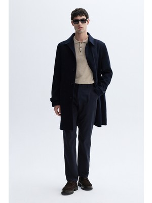 Yünlü Uzun Kaşe Kaban