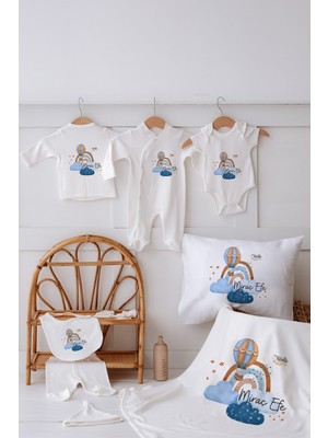 Lilabio %100 Organik Isme Özel Isimli 10LU Hastane Çıkışı Mavi Balon