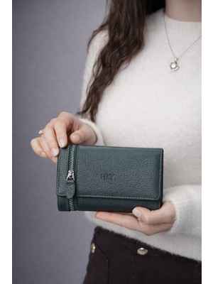 Hky Orta Boy Isme Özel Tasarım Fermuar Detaylı Orta Boy Kadın Cüzdan