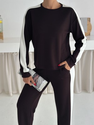 Win Moda Yeni Sezon Winmoda Kadın Modal Eşofman Takımı Yanları Beyaz Şeritli Baggy Geniş Paça Likralı S/xl 4 Renk 2577