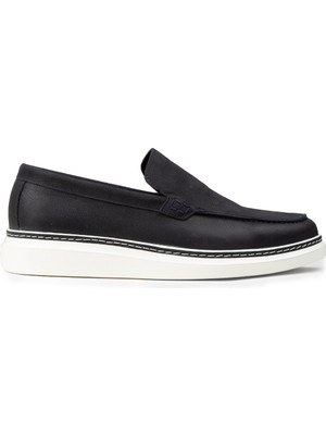 Deery Erkek Hakiki Nubuk Lacivert Loafer Ayakkabı - EK111MLCVC01