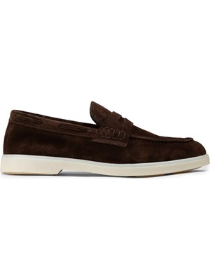 Deery Erkek Hakiki Süet Kahverengi Loafer - 02028MKHVC01