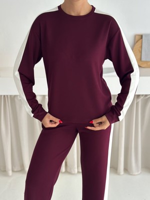 Win Moda Yeni Sezon Winmoda Kadın Modal Eşofman Takımı Yanları Beyaz Şeritli Baggy Geniş Paça Likralı S/xl 4 Renk 2577