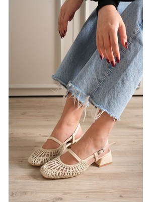 Ellolita Luxury Shoes Lusia Örme Topuklu Kadın Babet