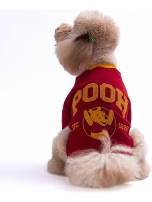 Pawstar Bordo Pooh Honey Köpek Sweatshirt Köpek Sweat Köpek Kıyafeti Kedi Kıyafeti