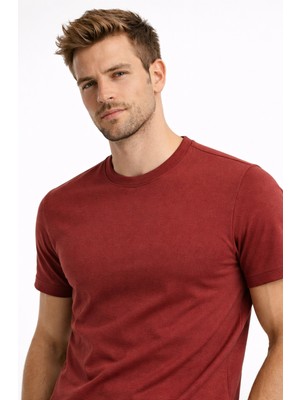 We&Me Erkek Bisiklet Yaka Diegonel Interlok Kumaş Basic T-Shirt