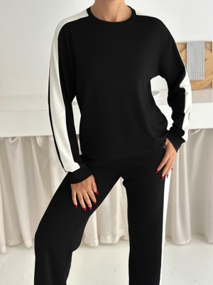 Win Moda Yeni Sezon Winmoda Kadın Modal Eşofman Takımı Yanları Beyaz Şeritli Baggy Geniş Paça Likralı S/xl 4 Renk 2577