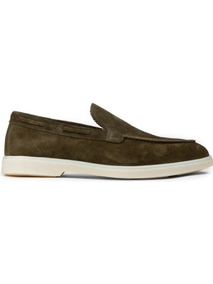 Deery Erkek Hakiki Süet Yeşil Loafer Ayakkabı - 02032MYSLC01