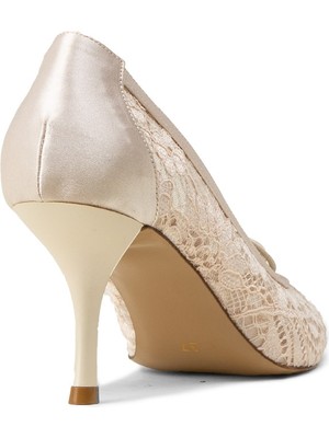 Deery Kadın Bej Dantel Abiye Ayakkabı - V4070ZBEJM01