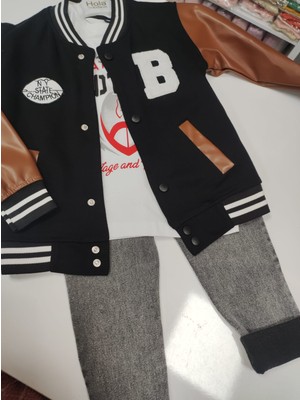 Sofun Erkek Çocuk 3 Lü Kot Pantolon Tişört Spor Ceket  Takım