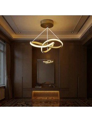 Aura Eskitme Ultra Beyaz Ledli Avize Sarkıt Tekli Avize Gold