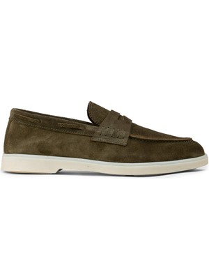 Deery Erkek Yeşil Hakiki Süet Loafer Ayakkabı - 02028MYSLC01