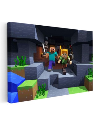 Kanvas Tablo Maden Keşfi Minecraft Tablosu Ev Ofis Salon Duvar Dekoru