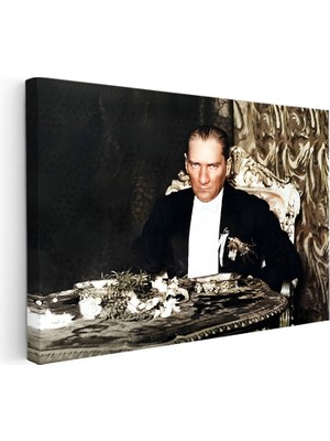 Kanvas Tablo Atatürk Yemek Masası Atatürk Tablosu Ev Ofis Duvar Dekoru
