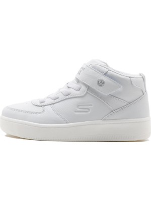 Skechers Sport Court 92-Show Starter Kids Sneaker Lastik Bağcıklı Cırtlı Işıklı Bilekli Çocuk Ayakkabısı Beyaz
