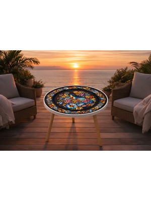 Boyut 42X42 cm Yuvarlak Dekoratif Orta Sehpa Asariye1