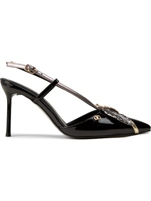 Deery Kadın Siyah Rugan Abiye Ayakkabı - V0T20ZSYHM01