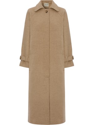 Yün Karışımlı Uzun Kaşe Kaban