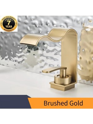 OEM Banyo Lavabo Bataryası Yeni Kalp Model Şelale Mat Gold Renk 7 Yıl Garantili Ithal