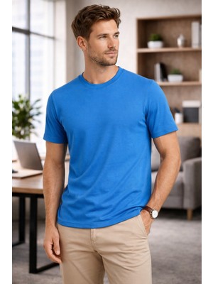 We&Me Erkek Bisiklet Yaka Diegonel Interlok Kumaş Basic T-Shirt